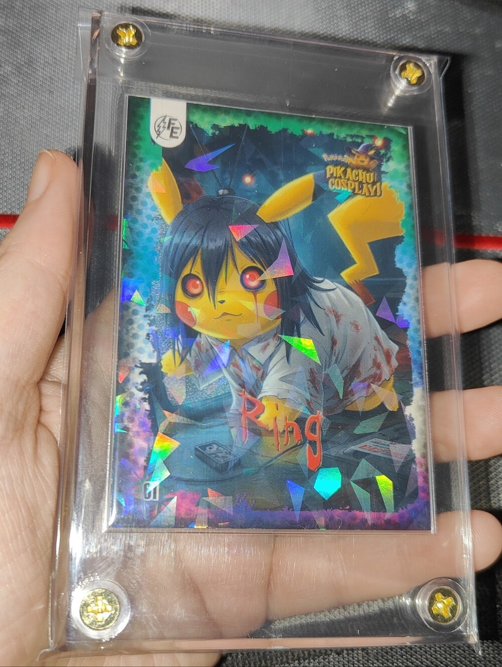 The Ring Daveigh Chase holo encased Pikachu Cosplay Horror card Doujin Pokemon
